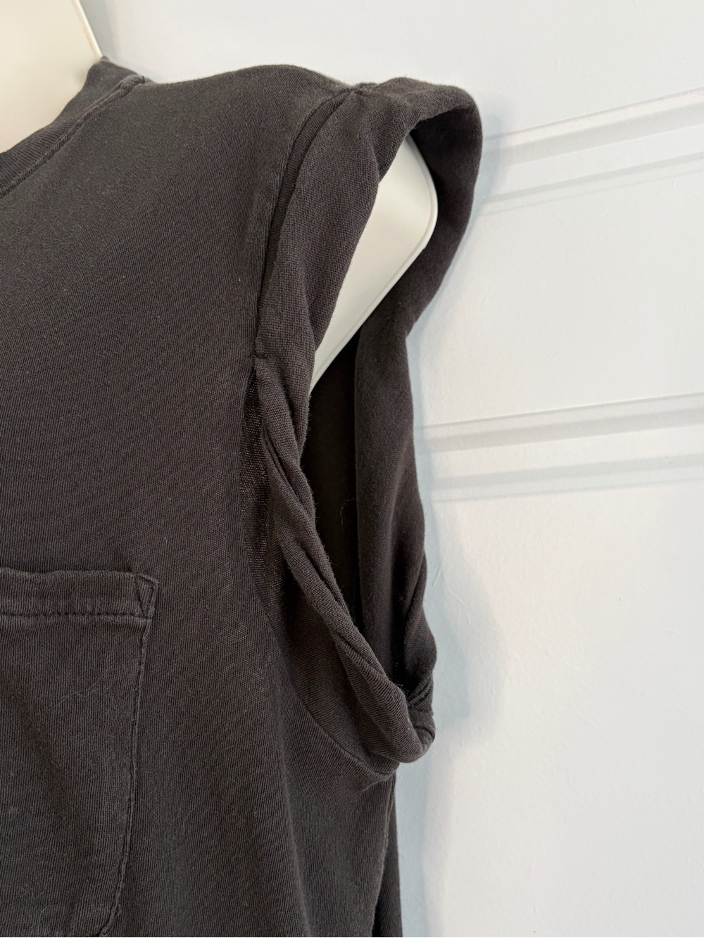 ATM Pocket Tank Maxi Dress in Charcoal Black Twisted Armholes Minimalist Size S - Picture 5 of 13